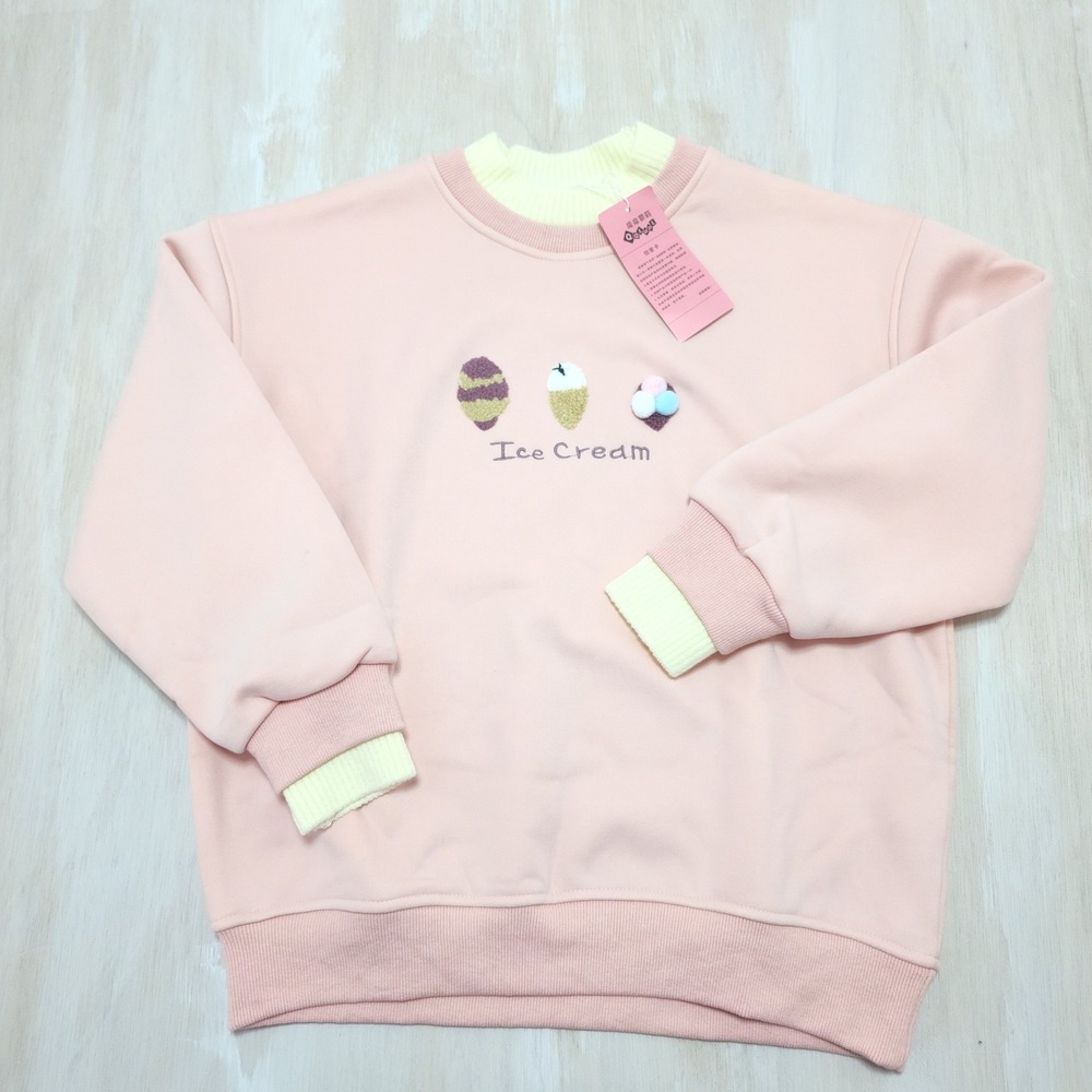 Girls Pink Ice Cream Graphic Sweatshirt Faux Layered Mock Neck  NWT Size 12